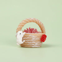 Creative Design Resin Succulent Basket Figurine Long-Lasting Miniature Flower Basket Vibrant Colors for Hobbyists
