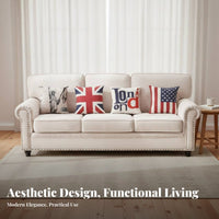 American Design 3-Seater Sofa Soft Upholstery Living Room Furniture Set Classic Design Solid Wood Leg Sofa for Homeowners, Families, Lounge Area, Home