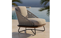 Outdoor Sofa Chair Anti-Corrosion Wood Wicker Armchair Rattan Lounge Chair Woven Rope Design Villa Design for Garden, Balcony