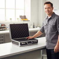 Lockable Equipment Briefcase Portable Lockable Equipment Case Heavy Duty Metal Instrument Box for Technicians, Hobbyists, Travel, Job Site, Field Work