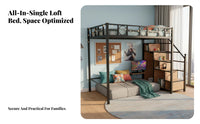 Multifunctional Loft Bed Nordic Design Steel Frame Elevated Bed Multiple Configurations for Students, Young Adults, Small Apartment, Dorm Room