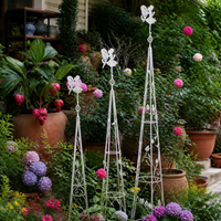 Trellis Obelisk Garden Obelisk Clematis Support Iron Metal Antique Finish Metal Garden Support Gardening Enthusiast New Home Gardening Climbing Plant Support Set of 3 European Retro Decor Garden Decoration