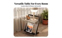 Minimalist Design Modern Sofa Side Table Light Luxury Tempered Glass Side Table Easy to Clean Modern Glass Nightstand Space-Saving for Homeowners, Interior Decorators, Renters, Balcony, Small Areas, Home Office, Reception Area