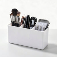 Acrylic-Style Cosmetic Organizer with 3 Compartments Countertop Makeup Organizer Space-Saving Storage Box Minimalist for Lash Artists, Beauty Station, Salon