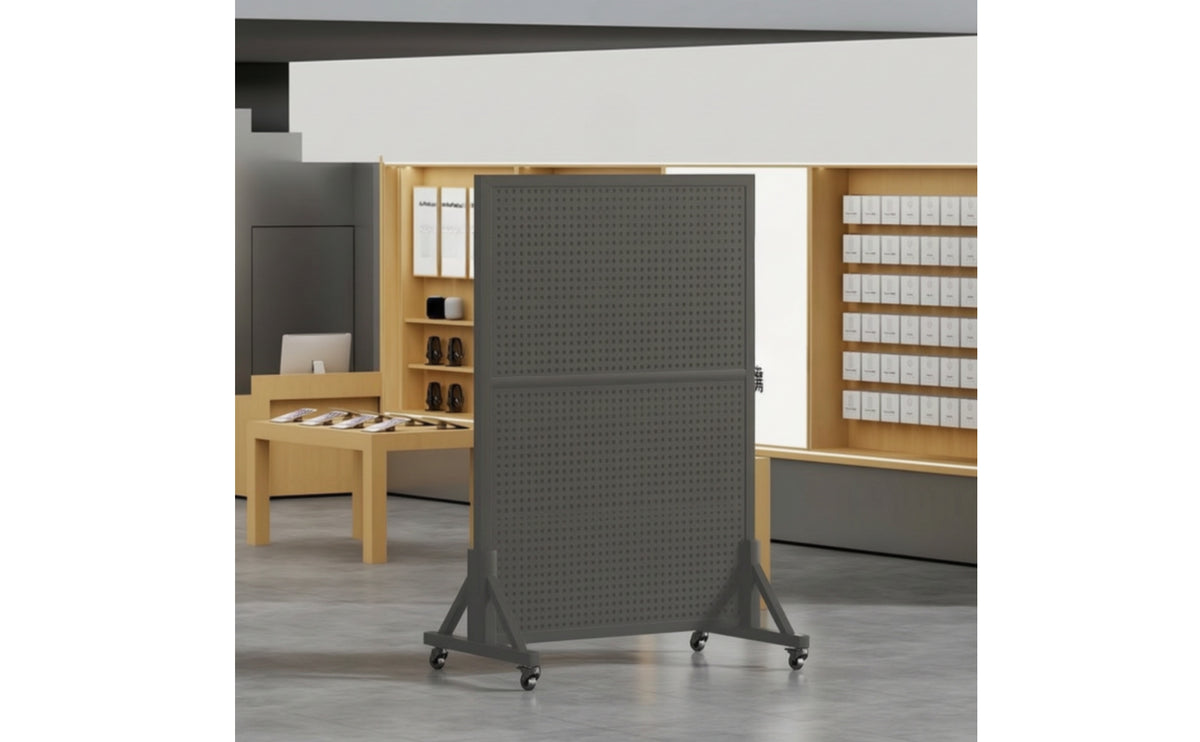 Pegboard Display Stand with Wheels Freestanding Pegboard Display Stand with Hooks Heavy-Duty Long-Lasting for Retailers