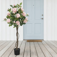 Artificial Rose Tree Decorative Artificial Rose Topiary Tree Compact for Entryway