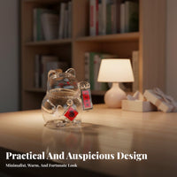 Mini Prosperity Cat Jar Clear Design Prosperity Cat Piggy Bank Decorative Accent Clear Welcoming Cat Bank for Office