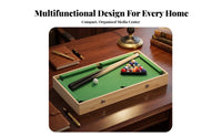 Interchangeable Panels Foldable Tabletop Pool Table Corner Pockets Folding Pool Table Wood-Tone English Green Felt Space-Saving