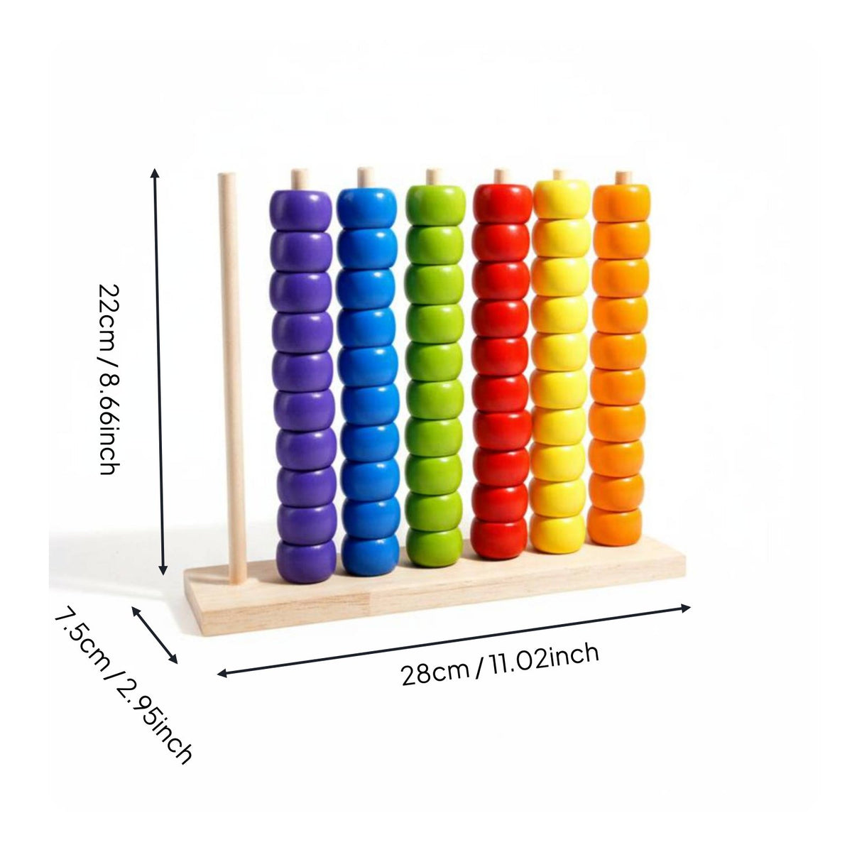 Wooden Bead Counting Frame Early Learning Wooden Educational Abacus Hand Eye Coordination Color Sorting Stacking Toy for Young Children, Infants