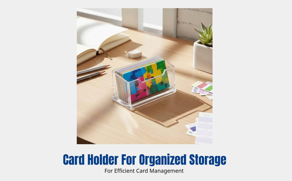 Acrylic Business Card Holder, Transparent Multi-Compartment Desktop Organizer, Office Card Storage