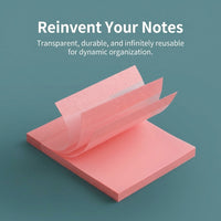 Transparent Waterproof Sticky Notes for Students Office, See Through Clear Self Pads 50 Sheets, Reusable Note Stickers for Textbooks