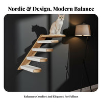 Space-Saving Wall-Mounted Feline Climber Multi-Functional Wall-Mounted Feline Playground High Load Capacity Pet Furniture Stylish Design for Apartment Dwellers, Indoor Areas, Living Room, Bedroom, Indoors