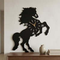 Modern Horse Silhouette Clock Large Size Horse Wall Clock Timepiece