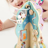 Rotating Activity Tree Educational Busy Toy Rounded Edges Wooden Busy Board for Kids, Classroom