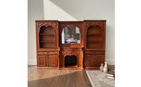 1:12 Dollhouse Fireplace Cabinet Functional Doors and Drawers Display Hutch Handcrafted Look for Collectors, Hobbyists, Diorama