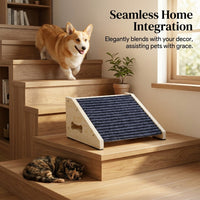 Dog Steps for Bed and Sofa with Solid Wood Construction, Compact Pet Stairs for Small Non-Slip Surface for Climbing, Wooden Ramp