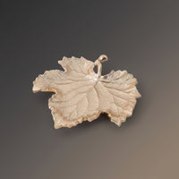 Leaf Tray Textured Metal Tray with Handle Shallow Serving Platter for Entryway