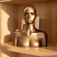Female Mannequin head Bronze Mannequin Head with Shoulders Decorative hat display stand for Hair Stylists, Salons, Photography Studios
