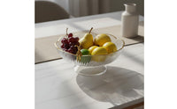 Drainage Design Pedestal Fruit Bowl Modern Design Petal Shaped Snack Dish Detachable Base Hollow Centerpiece Dish Rust-Proof for Office, Living Room, Party