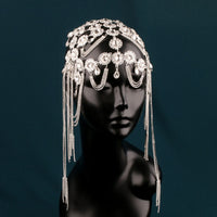 Crystal Fringe Hair Chain Headpiece for Bridal and Stage