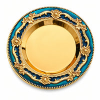 Round Tray with Embossed Rim Vintage-Inspired for Candle Display