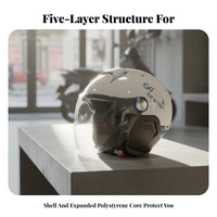 Certified Safe Electric Motorcycle Half Helmet Comfortable Fit Sun Protection Helmet Lightweight Design Safe Headwear Quick Release Buckle for Men, Women, Scooter Riders, Commuting