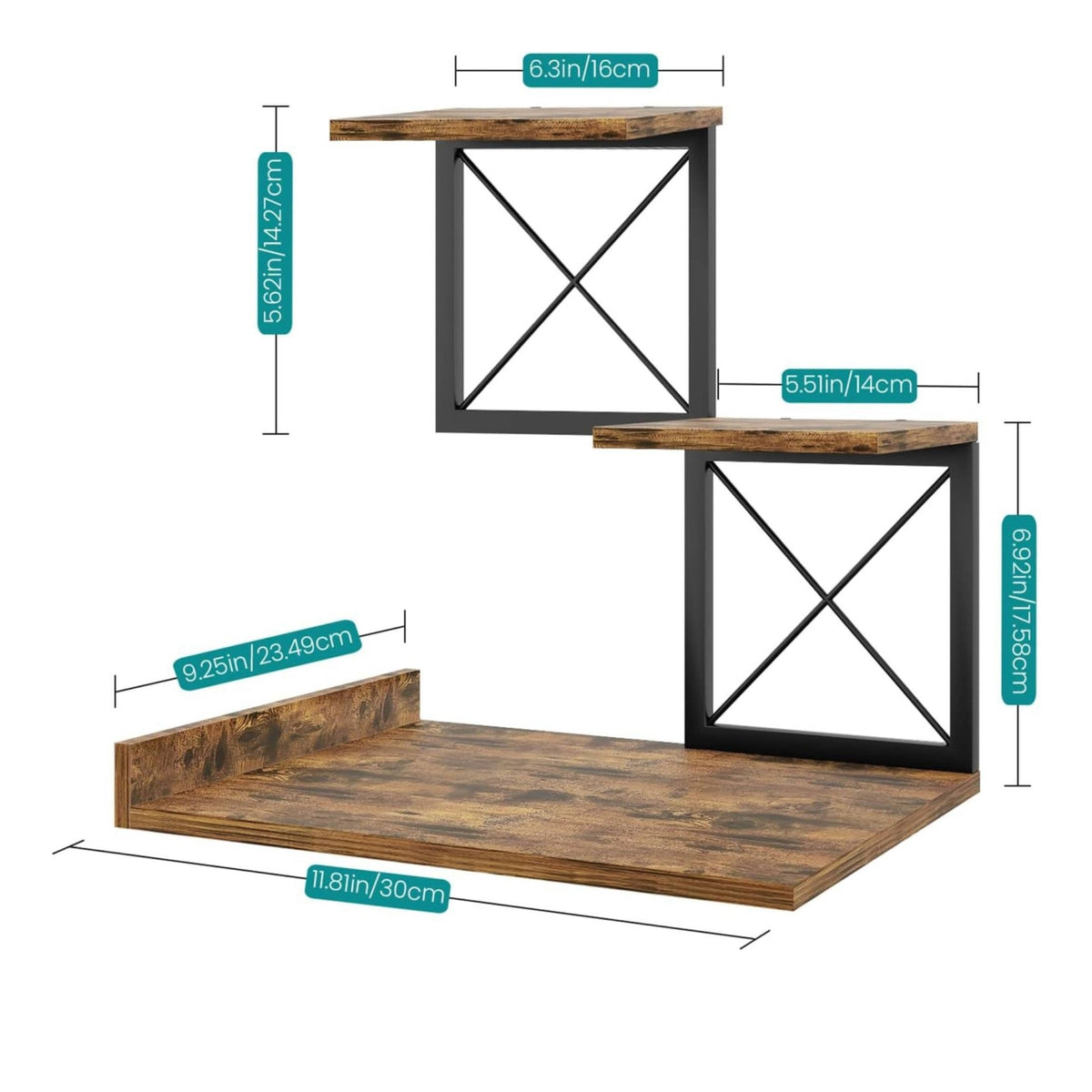 Stepped 3-Tier Display Shelf Space-Saving Desktop Display Rack Long-Lasting Tabletop Organizer with Shelves Rustic for Entryway