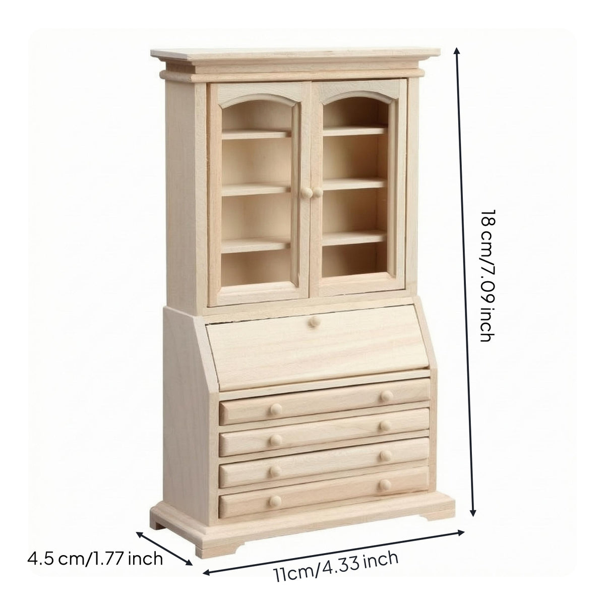 1:12 Scale Wooden Cupboard Wood and Plywood 1:12 Scale Cabinet Realistic Detail Dollhouse Storage Shelf