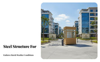 Steel Frame Guard House Weatherproof Prefabricated Security Booth Pre-Assembled Outdoor Gatehouse for Gatekeepers, Event Toll Booths, Schools