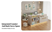 Cashier Counter with Display Shelves Compact Design Convenience Store Checkout Stand Multi-Layer Storage Small Retail Counter for Retailers, Boutiques