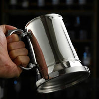 2 Pieces Heat Resistant Mug Metal Finish Stainless Steel Beer Mug Easy to Clean Drinkware Sturdy Handle for Bar, Party