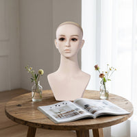 Mannequin Head with Shoulders Matte Display Head with Shoulders Skin Tone Jewelry Display Bust for Jewelers