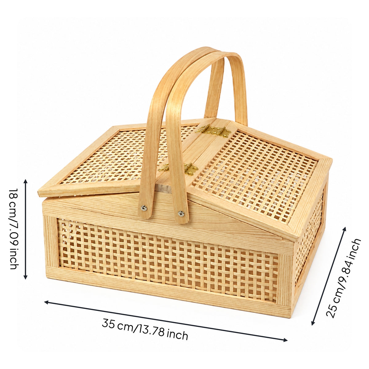 Woven Basket with Lid Handwoven Wicker Basket with Lid Portable for Home Storage