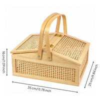 Woven Basket with Lid Handwoven Wicker Basket with Lid Portable for Home Storage