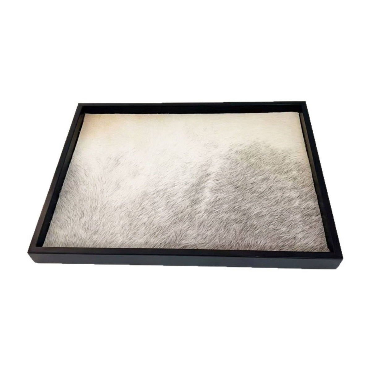 Metal Tray with Horsehair Elegant Rectangular Tray Low-Height for Vanity