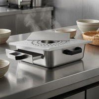 Fitted Lid Rice Noodle Steamer Black Side Handles Rice Noodle Roll Steamer Rectangular Cheung Fun Maker Compact
