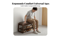 2-in-1 Design Upholstered Shoe Rack Bench Space-Saving Household Furniture Padded Seat Spacious Storage for Families, Homeowners, Adults, Entryway, Hallway, Bedroom, Living Room