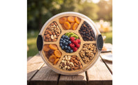 Charcuterie Board with Compartments Round Serving Board with Compartments Divided Serving Platter Multi-Compartment Elegant