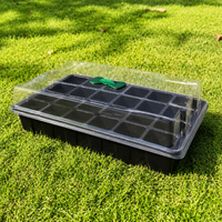 24-Cell Seedling Tray, Propagation Tray with Clear Dome & Adjustable Vent, Reusable Germination Tray for Home Gardeners, Black