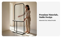 Light-Diffusing Fluted Glass Room Divider Space-Saving Freestanding Glass Partition Lightweight Freestanding Room Partition Rounded Corners for Homeowners, Interior Designers, Office Workers, Entryway, Bedroom, Studio Apartment, Events