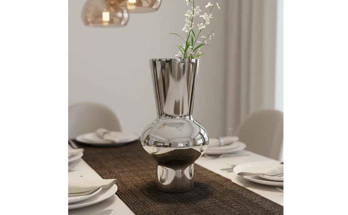 Silver Glass Vase Modern flower Vase Reflective Home Surface Decoration for Living Room, Entryway, Office