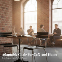 Industrial Design Slatted Back Dining Chair Retro Design Slat Back Side Chair Stackable Seating Furniture Versatile Use for Cafe Owners, Homeowners, Families, Coffee Shop, Restaurant, Living Room, Kitchen