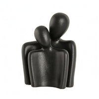 Matte Textured Embracing Couple Sculpture Stylized Ceramic Couple Figurine Compact Decorative Item Standing