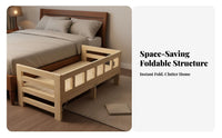 Space-Saving Foldable Wooden Bedside Sleeper High Load Capacity Children's Co-Sleeping Cot Rounded Corners Toddler Bedside Bassinet Installation-Tool-Tool-Free for Infants, Toddlers, Parents, Nursery, Guest Room, Hospital, Office