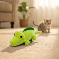 Stuffed Cat Toy Batterybattery-Less Stuffed Crocodile Wind-up Toy Moving Interactive for Cats, Indoor Play