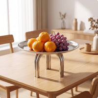 Mirrored Tray with Legs Sleek Stainless Steel Fruit Tray Polished for Home Decor