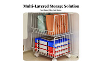 3-Tier Rolling Basket Shelf Movable with casters Utility Cart Multilevel Design
