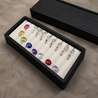 Gemstone Display Tray with Magnetic Lid for Jewelry Storage and Organization