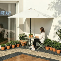 Half Coverage Space-Saving Wall-Side Umbrella Thickened Half Parasol for Patio, Garden