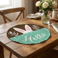 Round Easter Placemat Happy Easter Bright Pattern Easter Round Placemat Easy to Clean Decorative Table Mat for Families, Home Decoration, Holiday Dinners, Kitchen